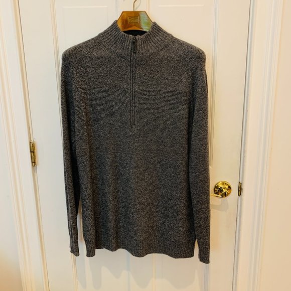 Smartwool Mens Large Merino Wool Quarter Zip Sweater Dark Gray Pullover - Picture 1 of 7